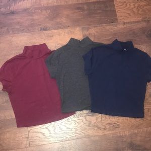 3 Mock neck Crop Shirts